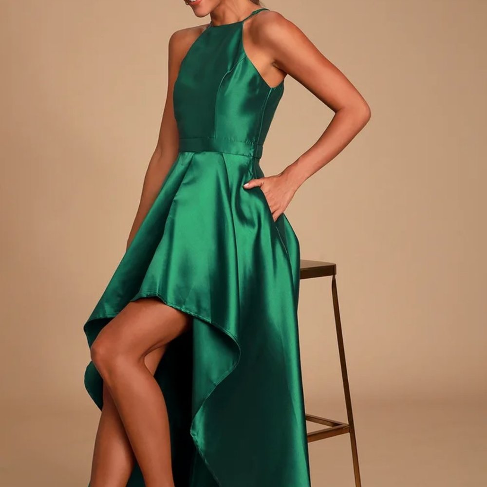 Broadway Show Emerald Green High-Low Maxi Dress